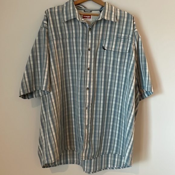 NWOT Wrangler Plaid Shirt Size 3X Short Sleeve Button Down 100%Polyester - Picture 9 of 15